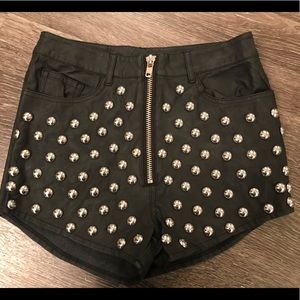 High Waisted UNIF Leather Stud Shorts